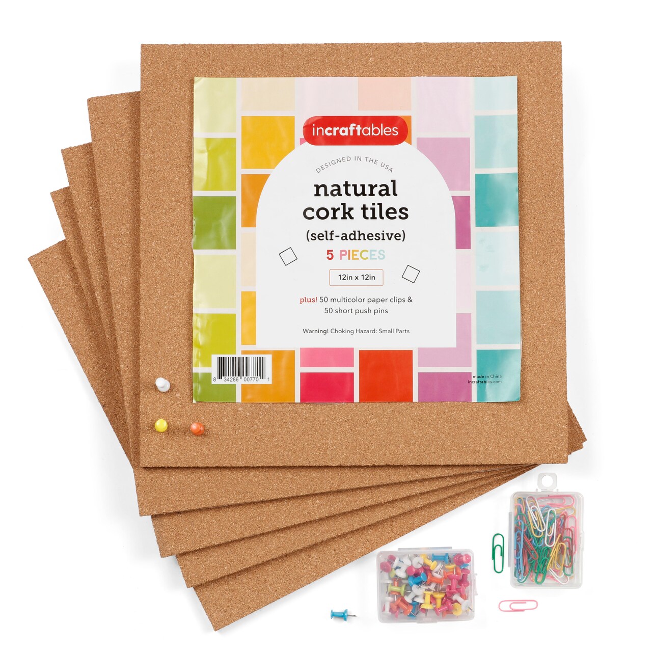 Incraftables Adhesive Cork Board Tiles (5pcs - 12 x 12 inch